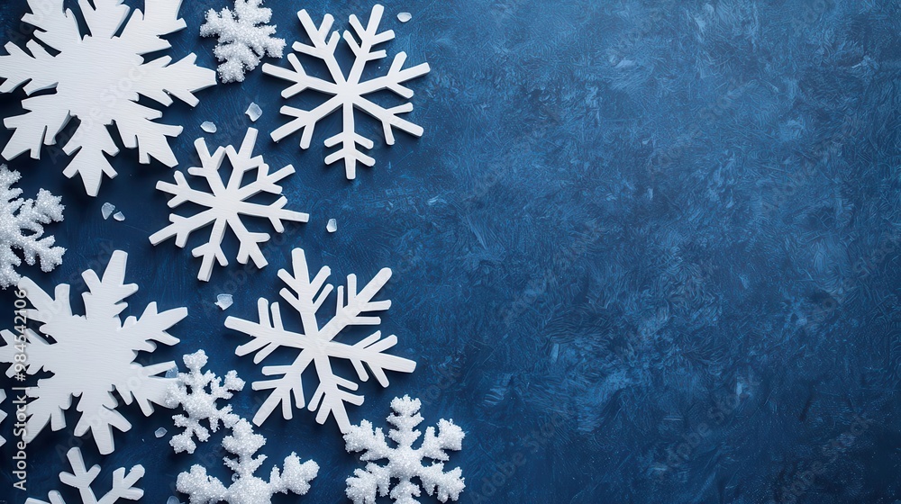 Holiday banners fluttering among snowflakes in a festive Christmas backdrop Holiday banners fluttering among snowflakes in a festive Christmas backdrop
