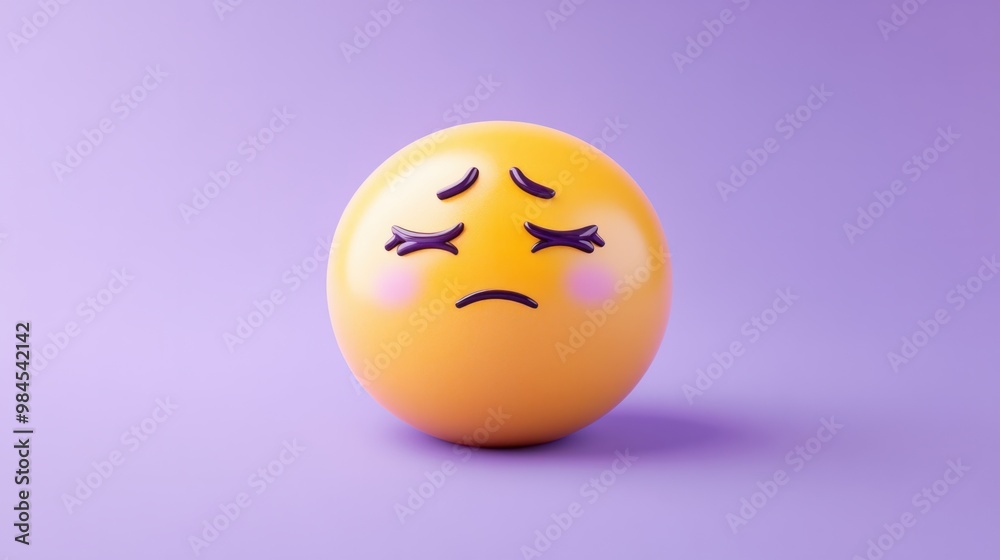 Blushing emoji with shy expression on a pastel purple background, ideal for cute and endearing designs.