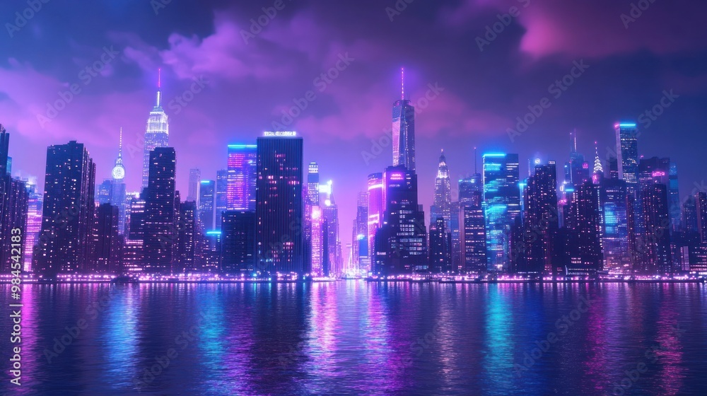 Fototapeta premium Neon Cityscape at Night