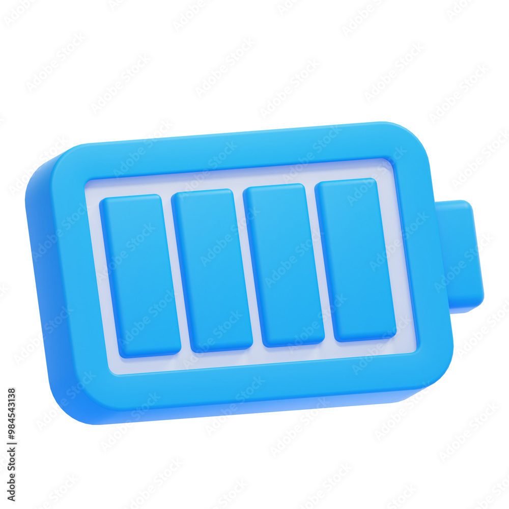 PNG 3D Full Battery Icon Isolated on a White Background PNG 3D Full Battery Icon Isolated on a White Background