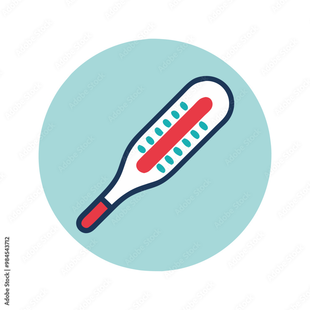 Medical thermometer icon in modern flat style with blue and red colors, design concept Medical thermometer icon in modern flat style with blue and red colors, design concept