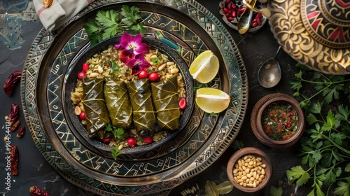 Delicious Middle Eastern Grape Leaves with Rice and Herbs