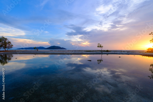 A calm body of water with a tree in the foreground thongkrut beach ,koh samui, thailand