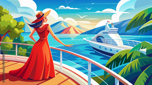 Cruise luxury travel elegant vacation on Caribbean vacation boats destination getaway.
