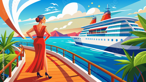 Cruise luxury travel elegant vacation on Caribbean vacation boats destination getaway.
