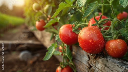 Ripe Tomatoes Growing on Vine