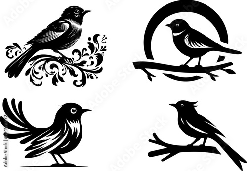   birds silhouette vector style with white background