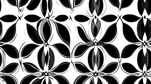 Seamless symmetrical vertical pattern in black and white ideal for textile design and backgrounds Aspect ratio 3 2