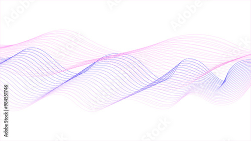 Abstract colorful transparent lines wavy flowing smoke isolated on white background. Wave on white background. 