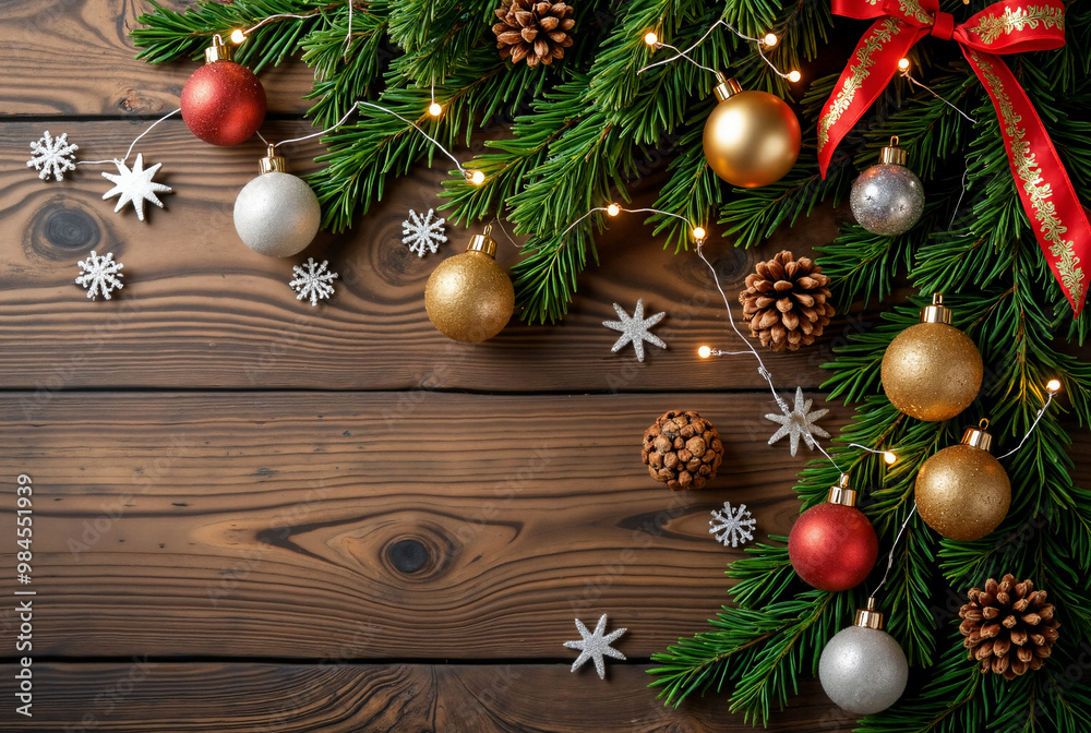 Festive Christmas Ornaments on Rustic Table: Perfect for Holiday Marketing, Decor Inspiration, and Seasonal Promotions Festive Christmas Ornaments on Rustic Table: Perfect for Holiday Marketing, Decor Inspiration, and Seasonal Promotions