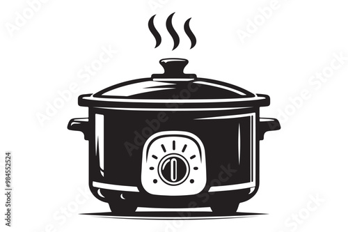 Clean Rice Cooker Silhouette Illustration in Vector