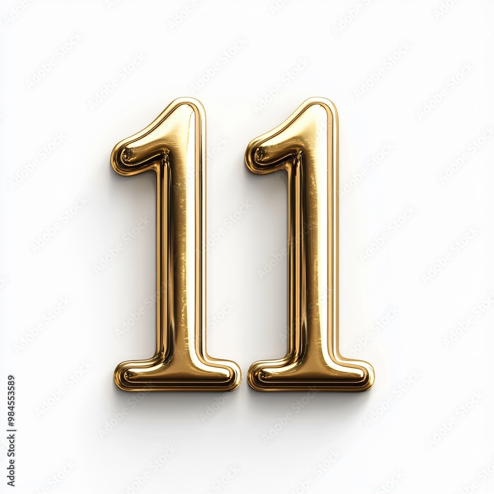 Elegant Gold Metallic Number on White Background for Celebration Designs
