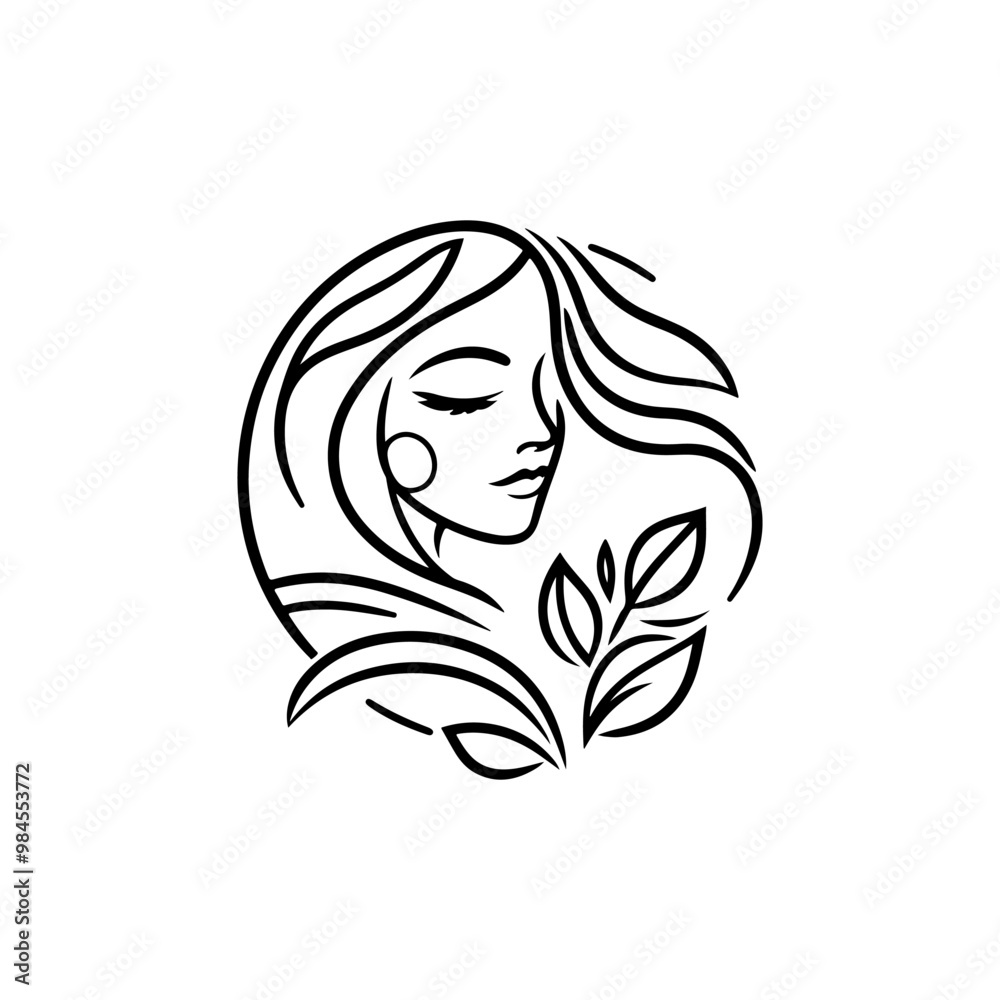 Natural beauty woman long hair logo for salon or cosmetic product with line art style. Line art floral women logo design. creative vintage editable vector floral girl illustration. Natural beauty woman long hair logo for salon or cosmetic product with line art style. Line art floral women logo design. creative vintage editable vector floral girl illustration.