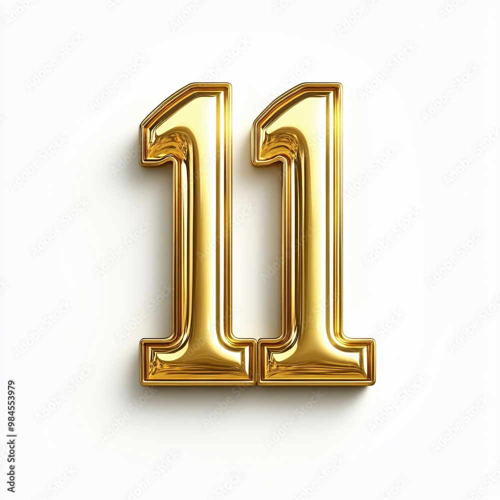 Chic Gold Metallic Number on Minimal White Background for Celebratory Designs