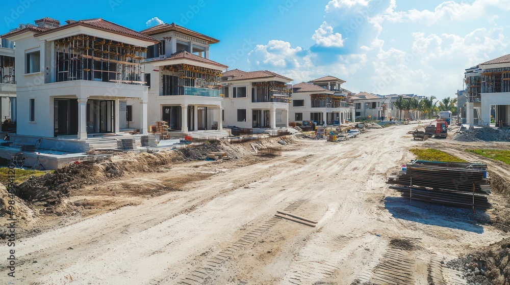 Image of a luxury residential development under construction, showing ...