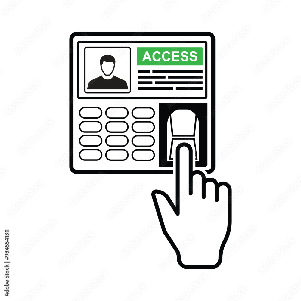 Access control icon. Finger scan on access control isolated on background vector illustration. Access control icon. Finger scan on access control isolated on background vector illustration.