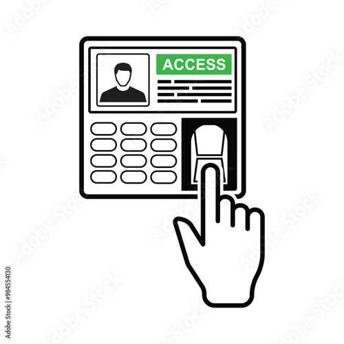 Access control icon. Finger scan on access control isolated on background vector illustration.