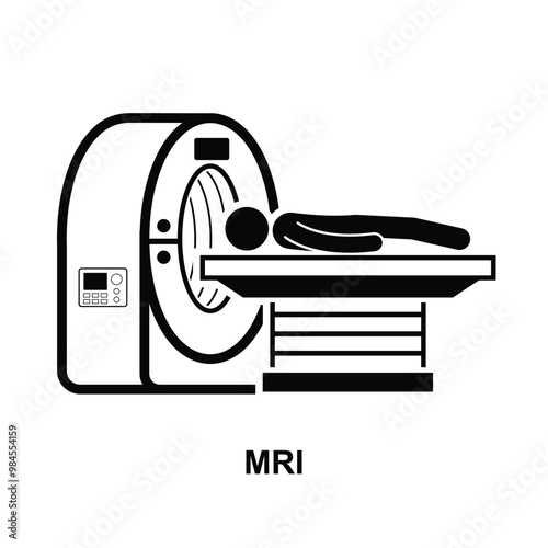 MRI machine icon. Magnetic resonance imaging machine isolated on background vector illustration.