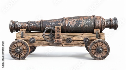 Antique Cannon on Wooden Carriage