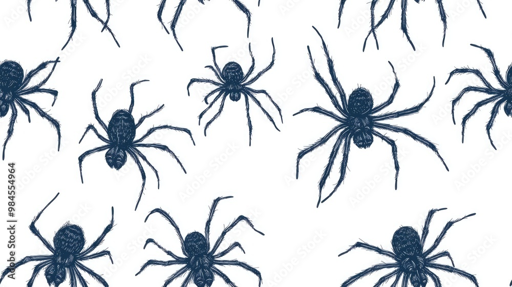 Numerous spiders arranged in a seamless pattern Numerous spiders arranged in a seamless pattern