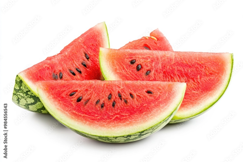 Ripe watermelon slices on white background. Ripe watermelon slices on white background.