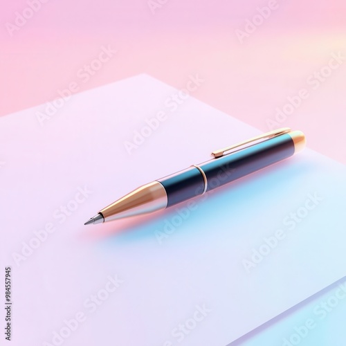 Business contract, signed with a pen, 3D illustration, copy space for text,