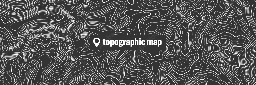 Topographic map with contour lines. Geographic terrain grid, relief height elevation. Ground path pattern. Travel and navigation, cartography design element. Vector illustration Topographic map with contour lines. Geographic terrain grid, relief height elevation. Ground path pattern. Travel and navigation, cartography design element. Vector illustration