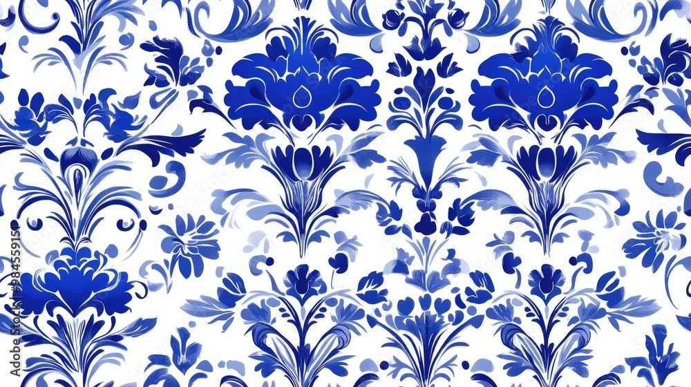 Seamless blue pattern on a white background Seamless blue pattern on a white background