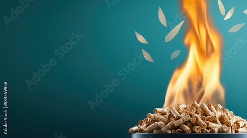 A pile of wood chips is burning in a fire