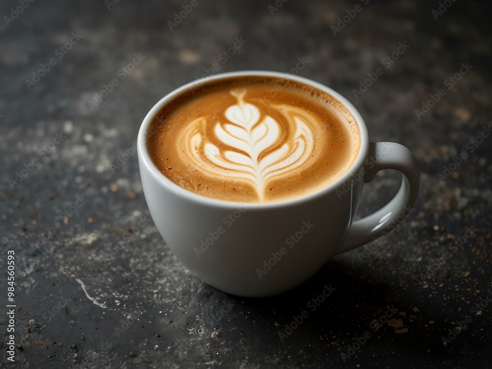 Latte art in a cup on a stone background. Latte art in a cup on a stone background.