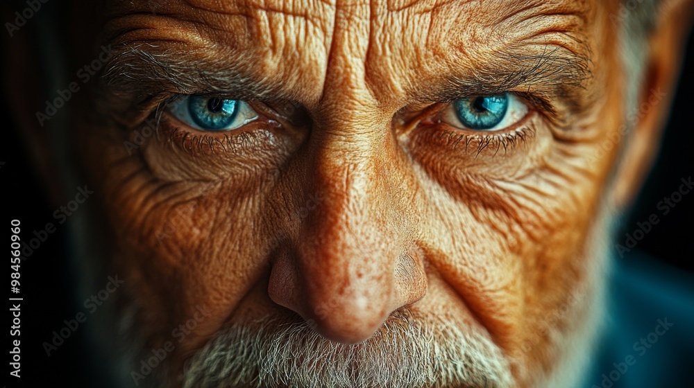 man, An old face with deep wrinkles man, An old face with deep wrinkles