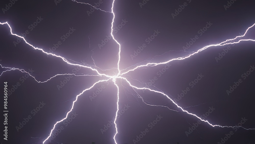 Dramatic Lightning Strikes in Dark Stormy Sky Dramatic Lightning Strikes in Dark Stormy Sky