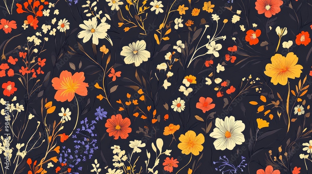 Obraz premium Seamless floral pattern design featuring various flowers