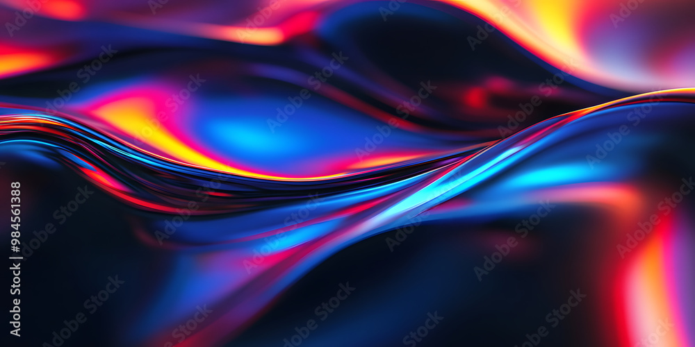 abstract wavy background made of liquid glass. holographic iridescent wavy glass texture. neon colors. 3d rendering abstract wavy background made of liquid glass. holographic iridescent wavy glass texture. neon colors. 3d rendering