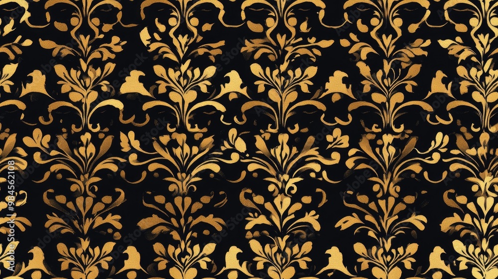Fototapeta premium Black and gold seamless design pattern