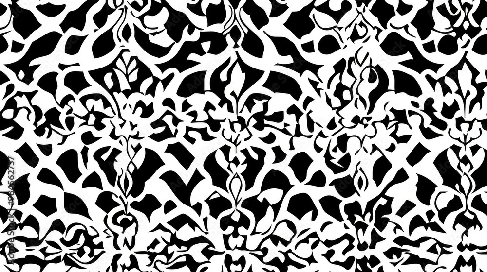 Seamless black and white mosaic pattern suitable for textiles ceramics and design
