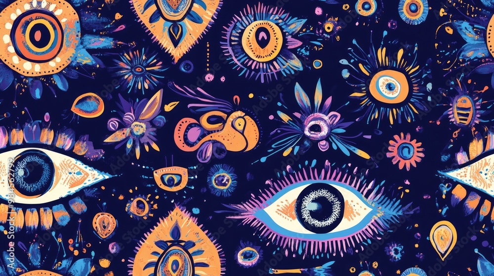 Seamless bohemian colorful evil eye trendy new print pattern design texture Seamless bohemian colorful evil eye trendy new print pattern design texture
