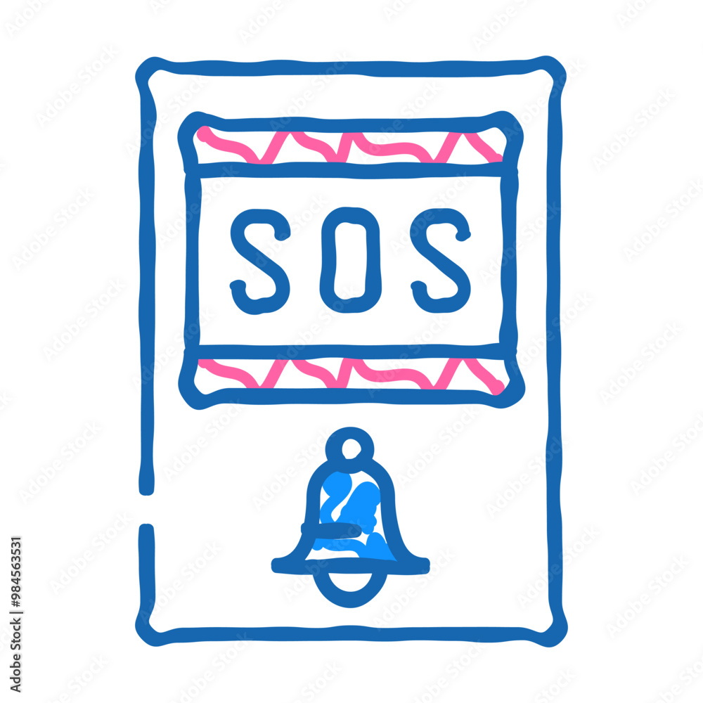 sos button doodle icon sketch vector. sos button sign. isolated symbol illustration sos button doodle icon sketch vector. sos button sign. isolated symbol illustration