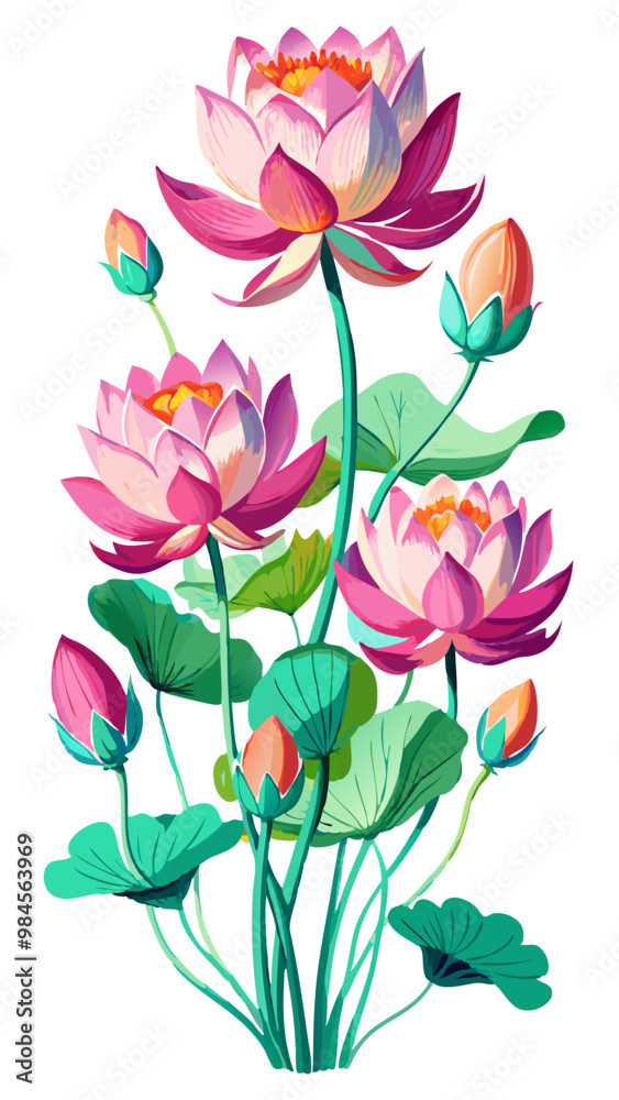 Serene Lotus Flower Illustration - Delicate Pink and Green Petals, Symbolic for Peace and Purity, Ideal for Spiritual and Botanical Themes, Lotus Vector Illustration Serene Lotus Flower Illustration - Delicate Pink and Green Petals, Symbolic for Peace and Purity, Ideal for Spiritual and Botanical Themes, Lotus Vector Illustration