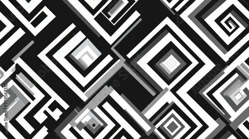 Seamlessly repeatable monochrome geometric pattern with square blocks