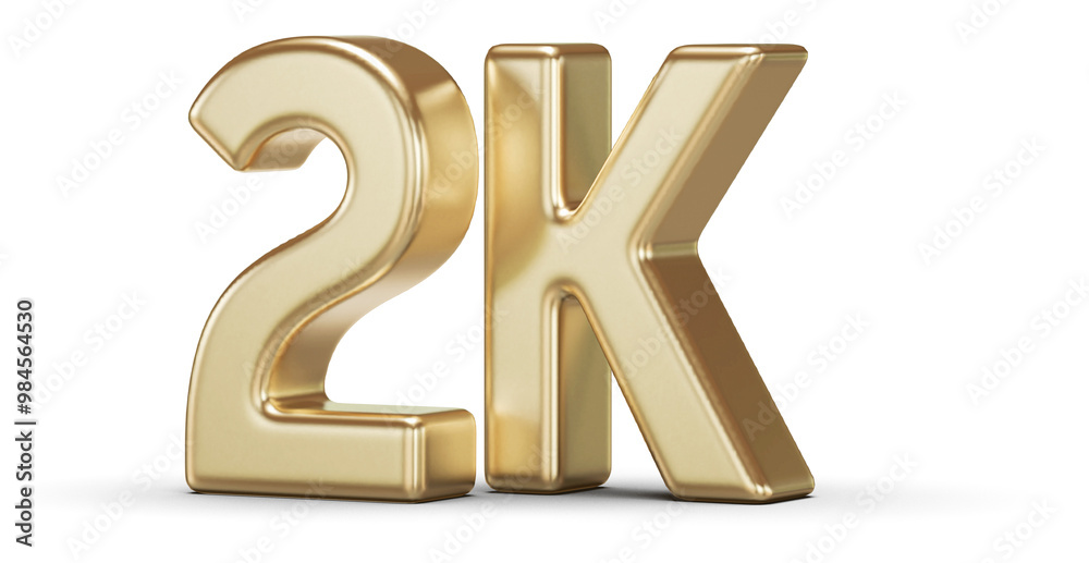 2K Followers Gold 3D Number 2K Followers Gold 3D Number