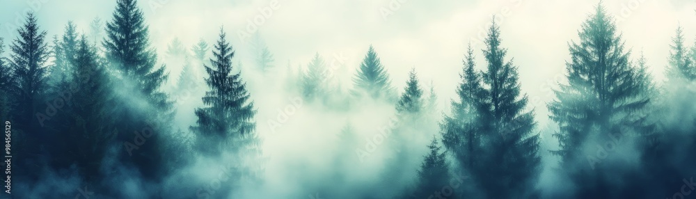 Ethereal forest scene shrouded in mist, capturing the tranquility and mystery of nature's beauty. Ethereal forest scene shrouded in mist, capturing the tranquility and mystery of nature's beauty.