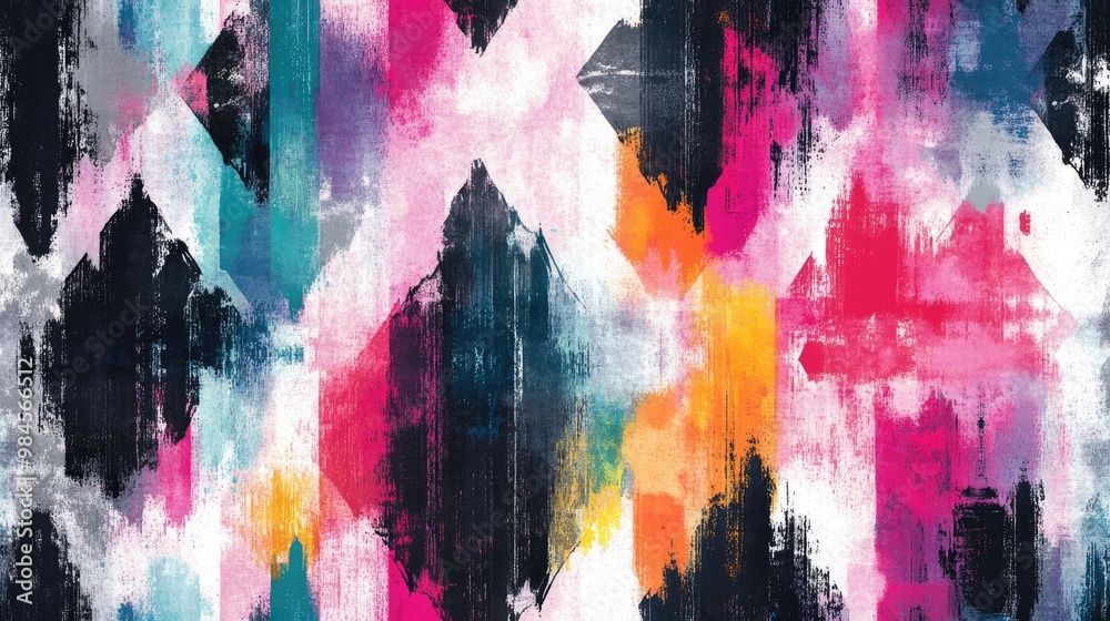 Fototapeta premium Rose Tribal Seamless White Tie Dye Design with Grunge Background Black Watercolor Print Vibrant Modern Paintbrush Gray Folk Oil Ink Rainbow Brushed Silk and Dark Geometric Seamless Patterns