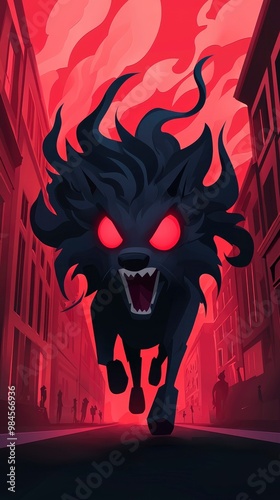 Shadowy Canine Monster Roaming the City Streets