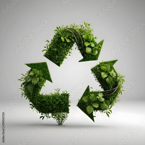 recycle symbol made of grass