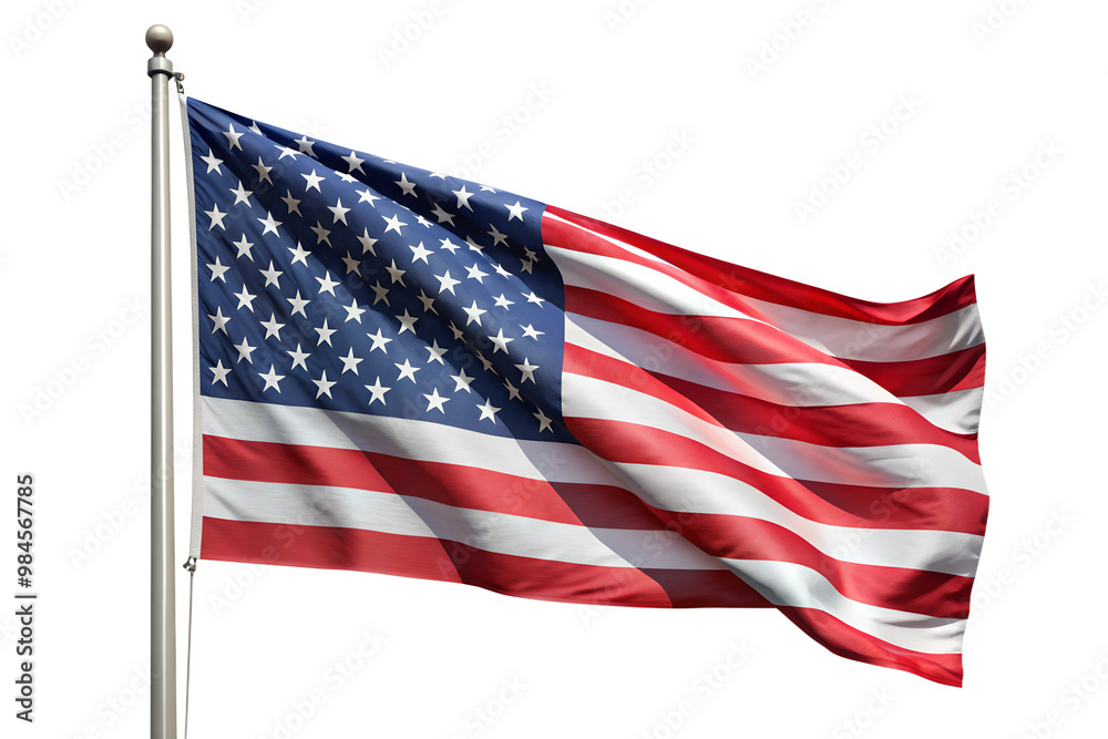 Fototapeta premium Waving american flag isolated on transparent background