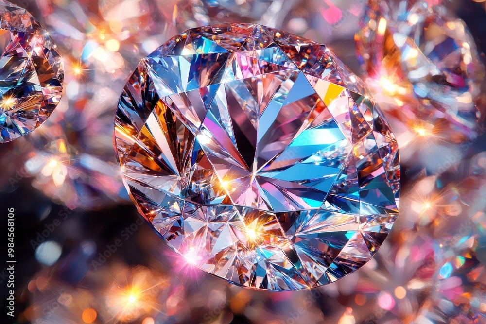 Sparkling diamond with rainbow reflections in vibrant colors Sparkling diamond with rainbow reflections in vibrant colors