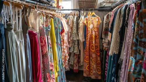 A Rack of Colorful Dresses