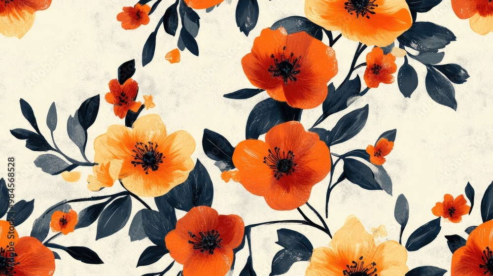 Seamless floral pattern on textured background Seamless floral pattern on textured background