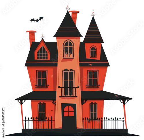 PNG Spooky haunted house illustration photo